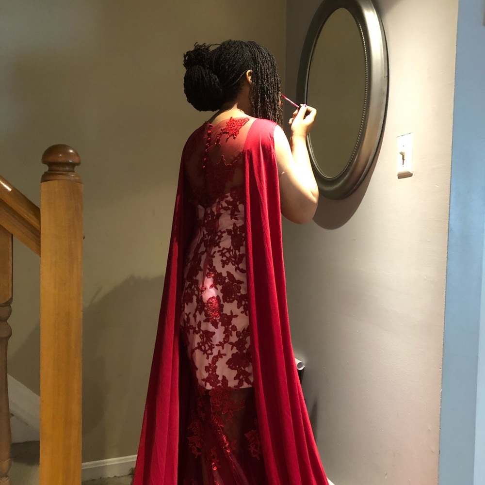 Cranberry Sheath Bridal Gown